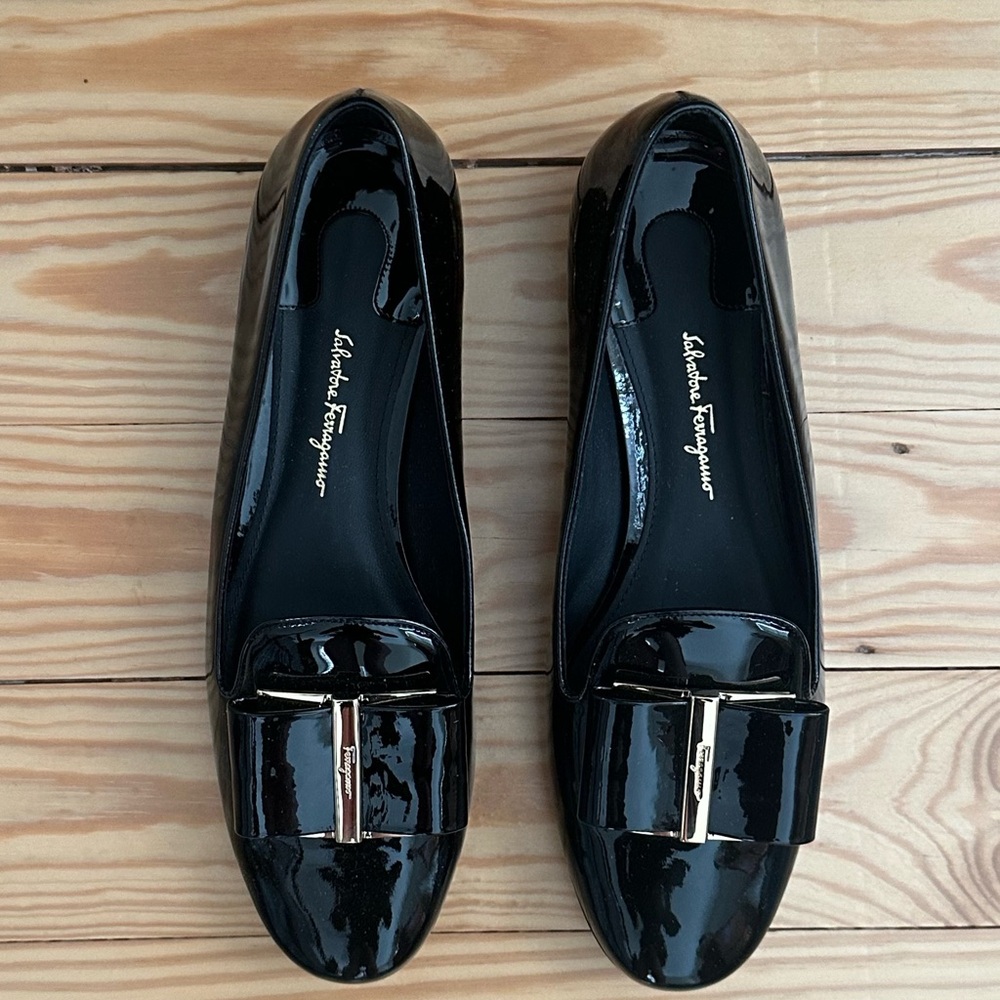 Salvatore Ferragamo Women's Patent Black Loafers